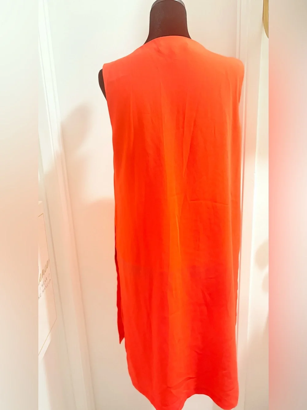 BCBGMaxAzria Bright Orange V-Neck Sleeveless Tunic - Picture 3 of 10